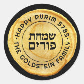 Happy Purim Elegant ROYAL LARGE GOLD Siegel Runder Aufkleber (Vorderseite)
