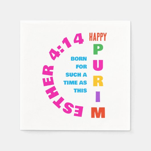 HAPPY PURIM Esther 4:14 für solch eine Zeit wie di Serviette (Vorderseite)