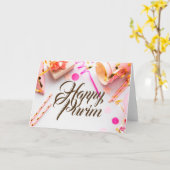 Happy Purim Faltkarte Pink Pastel Party Karte (Gelbe Blume)