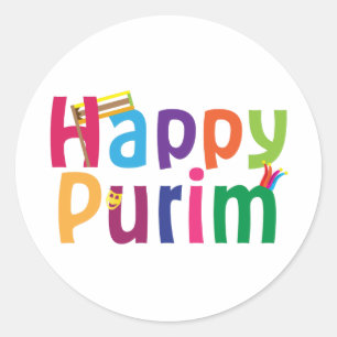 Happy Purim farbenfrohe Gestaltung Runder Aufkleber