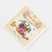 Happy Purim Festival Basket Vintager Urlaub Serviette (Ecke)