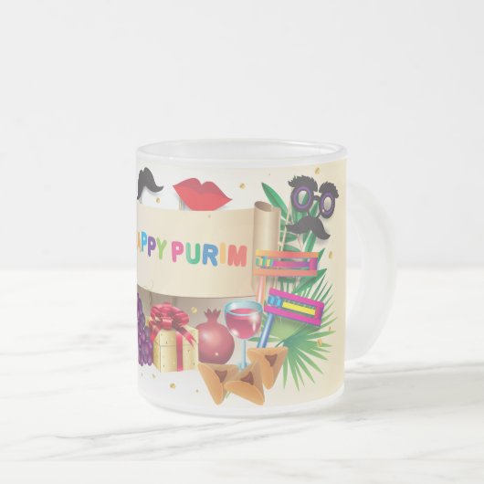 Happy Purim Festival Feierliche Feier Mattglastasse (VorderseiteRechts)