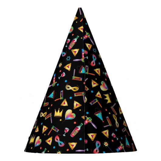 Happy Purim Festival Kinder Party Geschenk Schwarz Partyhütchen (Rückseite)