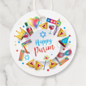 Happy Purim Festival Vintage Dekoration Geschenkanhänger (Rückseite)
