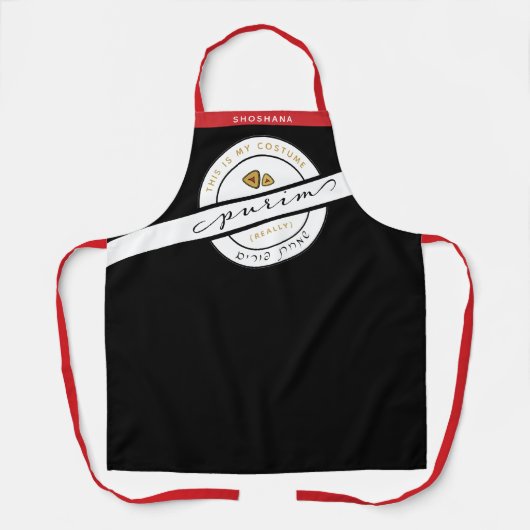 HAPPY PURIM Funny Costume Personalisiert Schwarze  Schürze (Vorderseite)