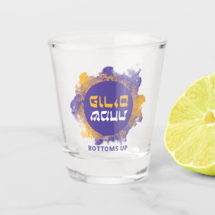Happy Purim Funny Lila Splash SHOT GLASS Schnapsglas