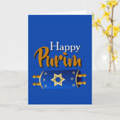 Happy Purim Greeting Card - Blue Gold Torah Scroll Karte (Gelbe Blume)