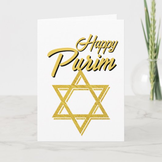 Happy Purim Greeting Card - Golden Star of David Karte (Vorderseite)