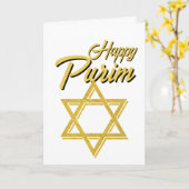 Happy Purim Greeting Card - Golden Star of David Karte (Gelbe Blume)