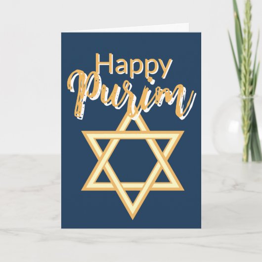 Happy Purim Greeting Card - Star of David Blue Karte (Vorderseite)