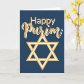 Happy Purim Greeting Card - Star of David Blue Karte (Gelbe Blume)