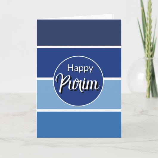 Happy Purim Greeting Card - White Blue Lines  Karte (Vorderseite)