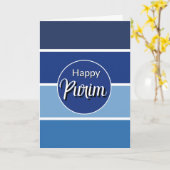 Happy Purim Greeting Card - White Blue Lines  Karte (Gelbe Blume)