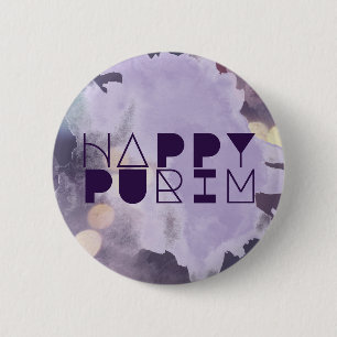 HAPPY PURIM in Lila Button
