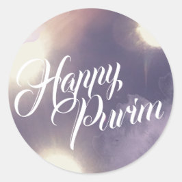 Happy Purim in Sparkle und Lila Runder Aufkleber