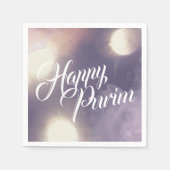 Happy Purim in Sparkle und Lila Serviette (Vorderseite)