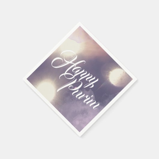 Happy Purim in Sparkle und Lila Serviette (Ecke)