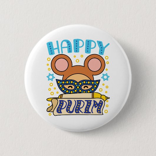 Happy Purim Jewish Holiday Mask Button (Vorderseite)