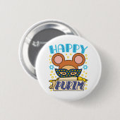 Happy Purim Jewish Holiday Mask Button (Vorne & Hinten)