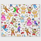 Happy Purim Kinder in Kostümen Geschenkpapier (Flach)