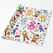 Happy Purim Kinder in Kostümen Geschenkpapier (Ungerollt)