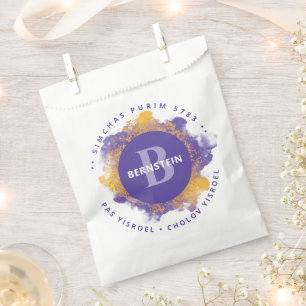 Happy Purim - Kosher Info Lila Monogram Geschenktütchen