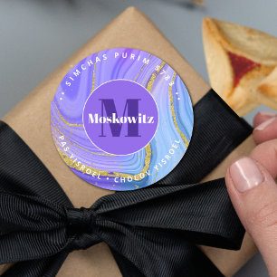 Happy Purim - Kosher Info Monogram Classic Round Runder Aufkleber