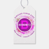 Happy Purim - Kosher Info Monogram-Geschenkmarke Geschenkanhänger (Vorderseite)