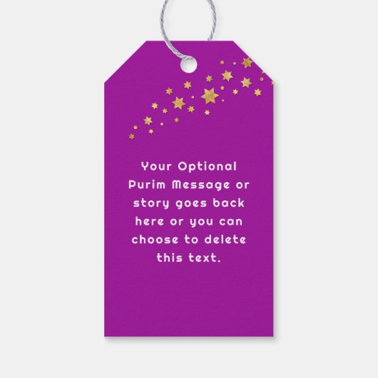 Happy Purim - Kosher Info Monogram-Geschenkmarke Geschenkanhänger (Rückseite)