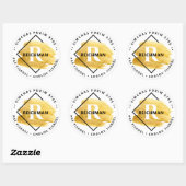 Happy Purim Kosher Info Monogram Gold Swash LARGE Runder Aufkleber (Blatt)