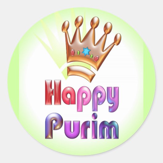 Happy Purim lustige Aufkleber Crown mit Star von D (Vorderseite)