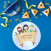 Happy Purim Megillah Kids Custom Runder Aufkleber