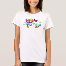 Happy Purim mit Mask, Gragger und Hamentaschen T-Shirt
