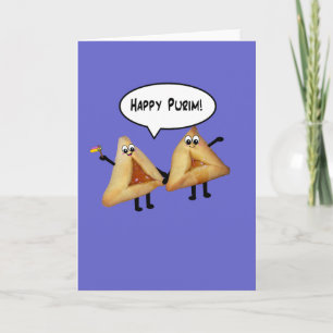 Happy Purim Niedlich Smiling Hamentaschen Cartoon Karte