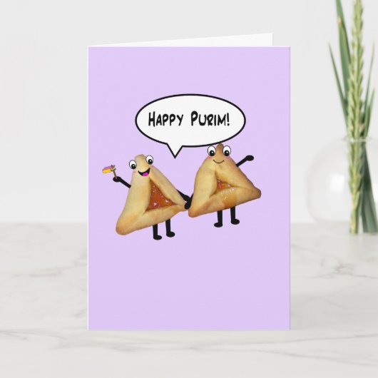 Happy Purim Niedlich Smiling Hamentaschen Cartoon Karte (Vorderseite)