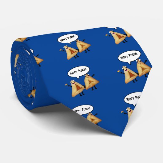 Happy Purim Niedlich Smiling Hamentaschen Cartoon Krawatte (Gerollt)