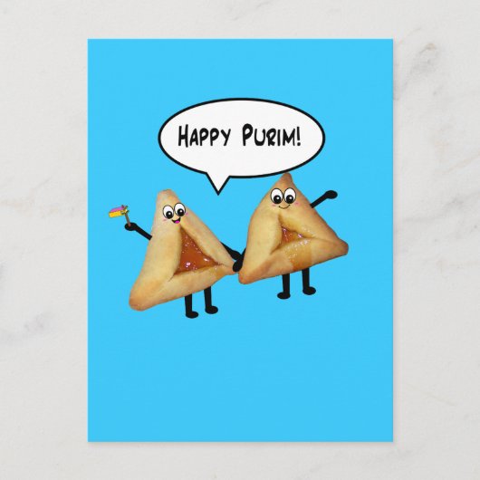 Happy Purim Niedlich Smiling Hamentaschen Cartoon Postkarte (Vorderseite)