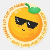 Happy Purim Orange Sie Glad Round Sticker (Vorderseite)
