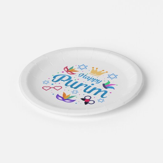 Happy Purim Pappteller (Schrägansicht)