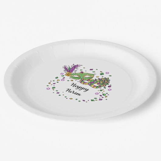 Happy Purim Pappteller (Schrägansicht)