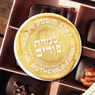 Happy Purim Personalisiert GOLD Royal Siegel Runder Aufkleber