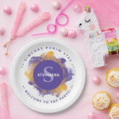 Happy Purim - Personalisierte Monogramm-Platte Pappteller (Party)