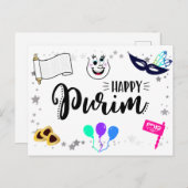 Happy Purim Postkarte (Vorne/Hinten)