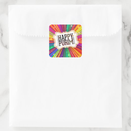 Happy Purim Quadratischer Aufkleber (Tasche)
