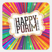 Happy Purim Quadratischer Aufkleber (Vorderseite)