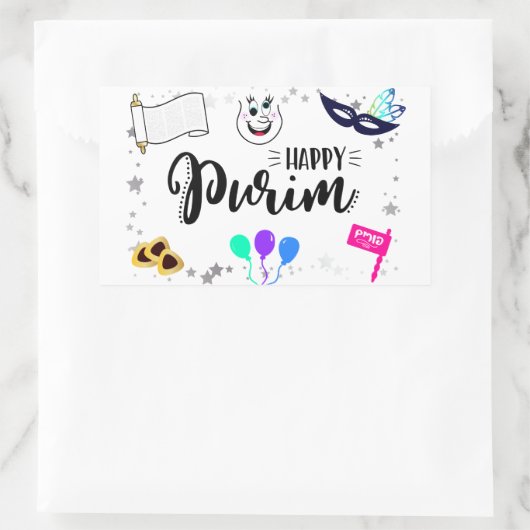Happy Purim Rechteckiger Aufkleber (Tasche)