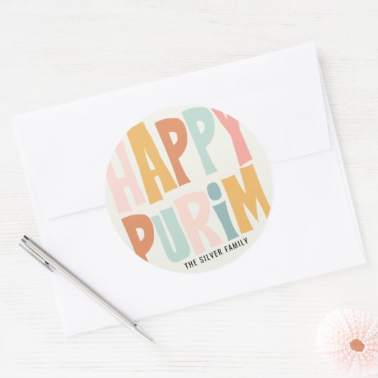 Happy Purim Round Sticker (Umschlag)