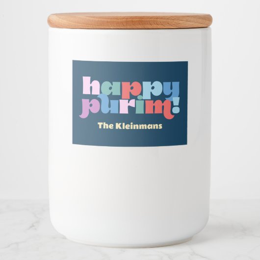 Happy Purim sameach label for mishloach manot Lebensmitteletikett (Vorderseite)