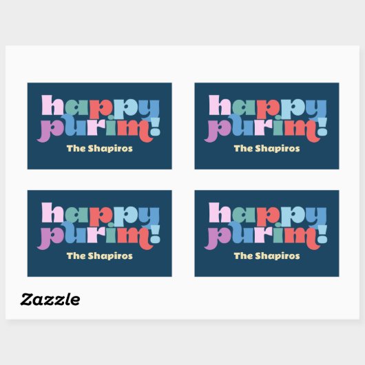 Happy Purim Sameach Label für Mishloach Manot Rechteckiger Aufkleber (Blatt)