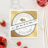 HAPPY PURIM Script Personalisiert Napkin mit Gold Serviette (Beispiel)
